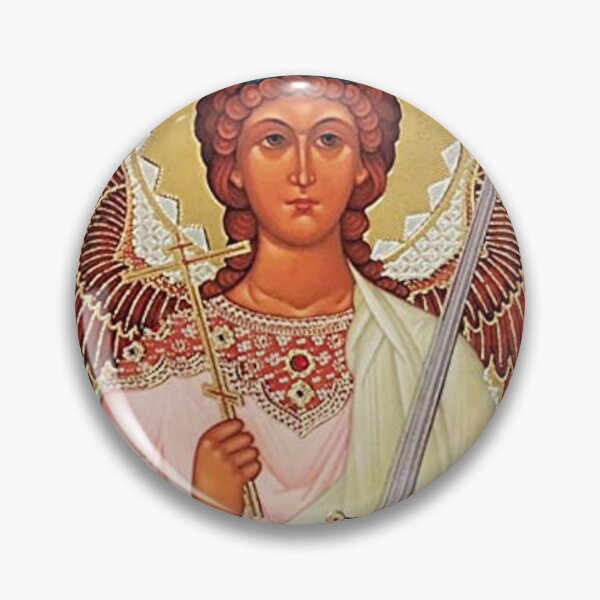 Item preview, Guardian Angel Icon with Sword and Cross on white and golden background designed and sold by Angelkrs.