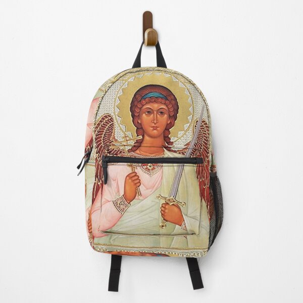 Item preview, Guardian Angel Icon with Sword and Cross on white and golden background designed and sold by Angelkrs.