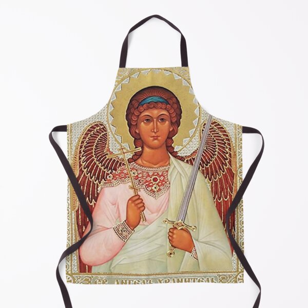 Item preview, Guardian Angel Icon with Sword and Cross on white and golden background designed and sold by Angelkrs.