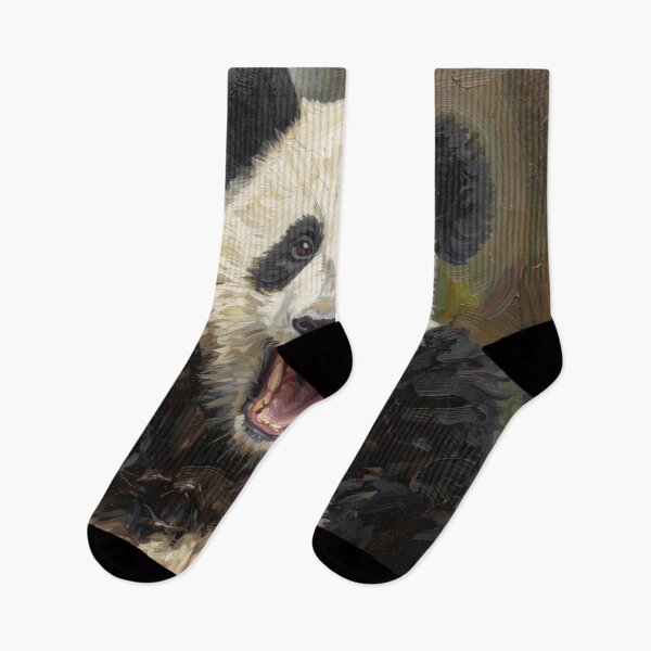 Item preview, Cute Panda Cub Waving Oil Painting designed and sold by Kirrindy Designs.