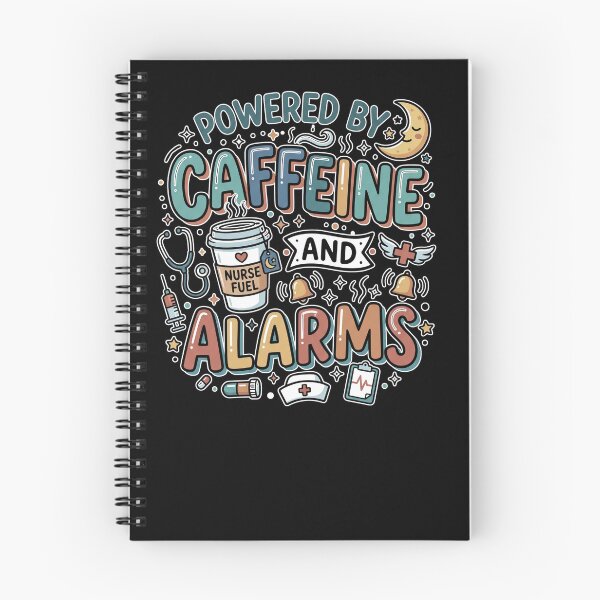 Item preview, Powered by Caffeine and Alarms Nurse Gift designed and sold by DesignedByMarty.
