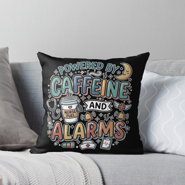 Item preview, Powered by Caffeine and Alarms Nurse Gift designed and sold by DesignedByMarty.