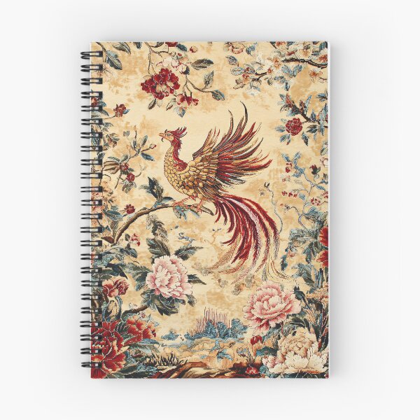 Item preview, Imperial Phoenix Among Peonies | Vintage Chinese Floral Rug Art designed and sold by GrinGalore.
