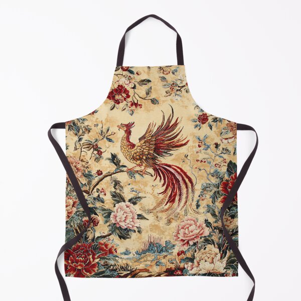 Item preview, Imperial Phoenix Among Peonies | Vintage Chinese Floral Rug Art designed and sold by GrinGalore.