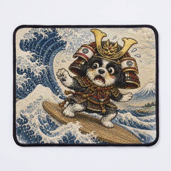 Item preview, Samurai Shih Tzu Riding the Great Wave designed and sold by ShihTzuRareArt.