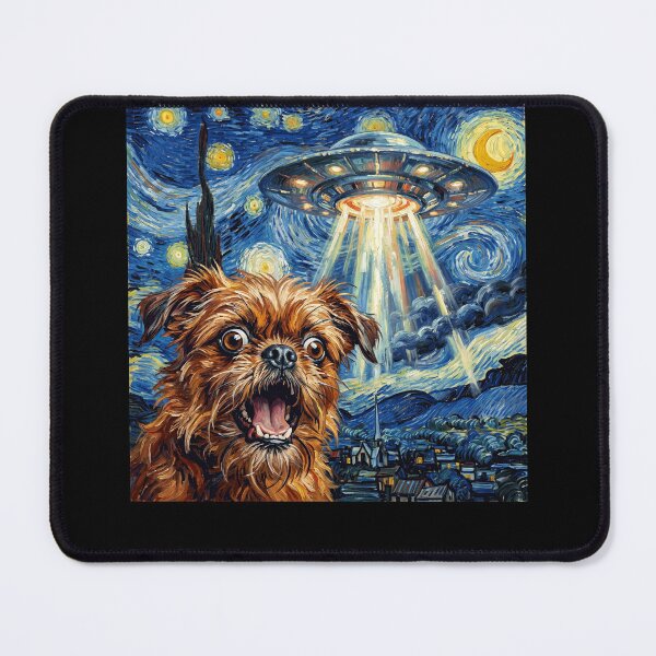 Item preview, Brussels Griffon Starry Night UFO Van Gogh Art Dog Selfie Lover designed and sold by Kimberley King Art King Art.