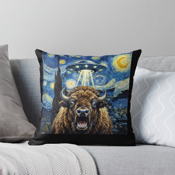Item preview, Buffalo Starry Night UFO Van Gogh Art Animal Selfie Lover designed and sold by Kimberley King Art  King Art.