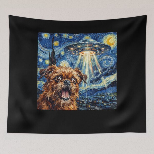 Item preview, Brussels Griffon Starry Night UFO Van Gogh Art Dog Selfie Lover designed and sold by Kimberley King Art  King Art.