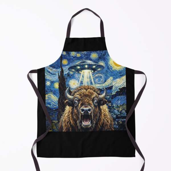 Item preview, Buffalo Starry Night UFO Van Gogh Art Animal Selfie Lover designed and sold by Kimberley King Art King Art.