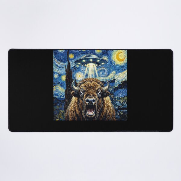 Item preview, Buffalo Starry Night UFO Van Gogh Art Animal Selfie Lover designed and sold by Kimberley King Art King Art.