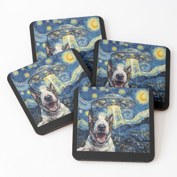 Item preview, Bull Terrier Starry Night UFO Van Gogh Art Dog Selfie Lover designed and sold by Kimberley King Art  King Art.