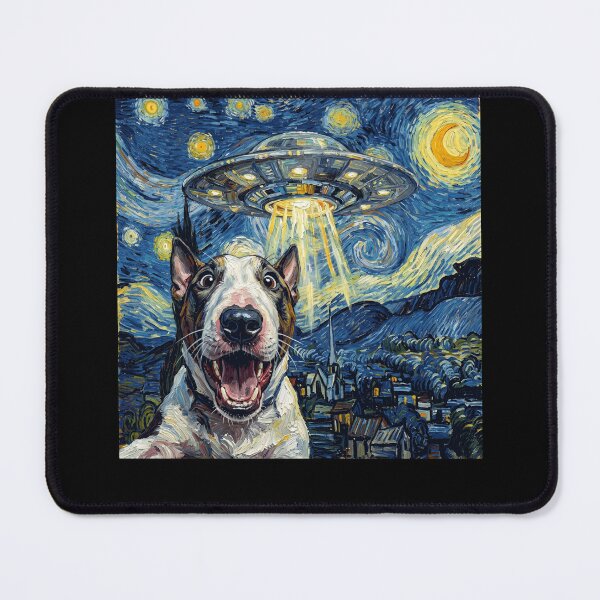 Item preview, Bull Terrier Starry Night UFO Van Gogh Art Dog Selfie Lover designed and sold by Kimberley King Art King Art.