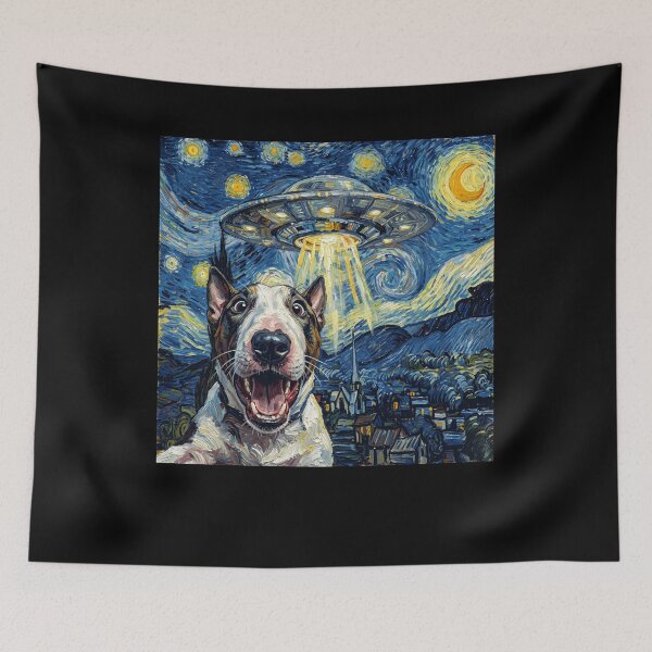 Item preview, Bull Terrier Starry Night UFO Van Gogh Art Dog Selfie Lover designed and sold by Kimberley King Art  King Art.