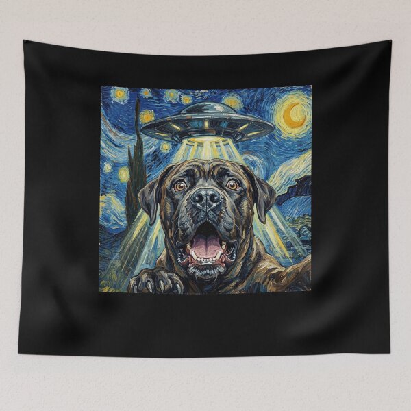 Item preview, Cane Corso Starry Night UFO Van Gogh Art Dog Selfie Lover designed and sold by Kimberley King Art  King Art.