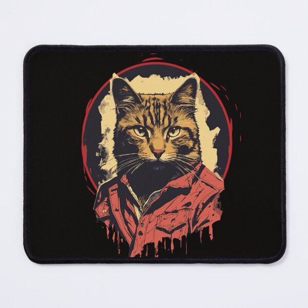 Item preview, cat emerges from a torn shirt – Cute Lazy Cat Watching Movies with Popcorn designed and sold by Artimax-Studio.