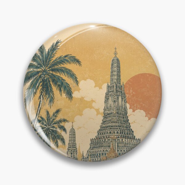 Item preview, Vintage Bangkok Travel Poster – Wat Arun and Chao Phraya River designed and sold by Siam Soul Studio.