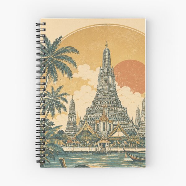Item preview, Vintage Bangkok Travel Poster – Wat Arun and Chao Phraya River designed and sold by Siam Soul Studio.
