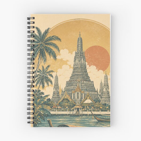 Item preview, Vintage Bangkok Travel Poster – Wat Arun and Chao Phraya River designed and sold by Siam Soul Studio.