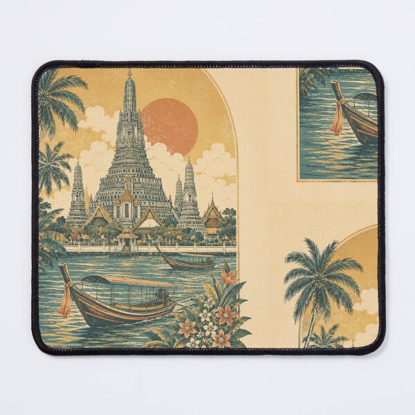 Item preview, Vintage Bangkok Travel Poster – Wat Arun and Chao Phraya River designed and sold by Siam Soul Studio.