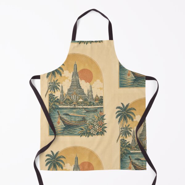 Item preview, Vintage Bangkok Travel Poster – Wat Arun and Chao Phraya River designed and sold by Siam Soul Studio.