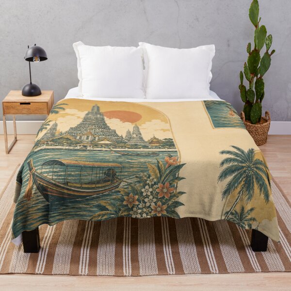 Item preview, Vintage Bangkok Travel Poster – Wat Arun and Chao Phraya River designed and sold by Siam Soul Studio.