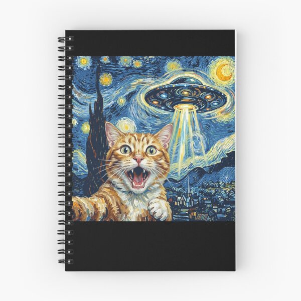 Item preview, Cat Starry Night UFO Van Gogh Art Animal Selfie Lover designed and sold by Kimberley King Art  King Art.