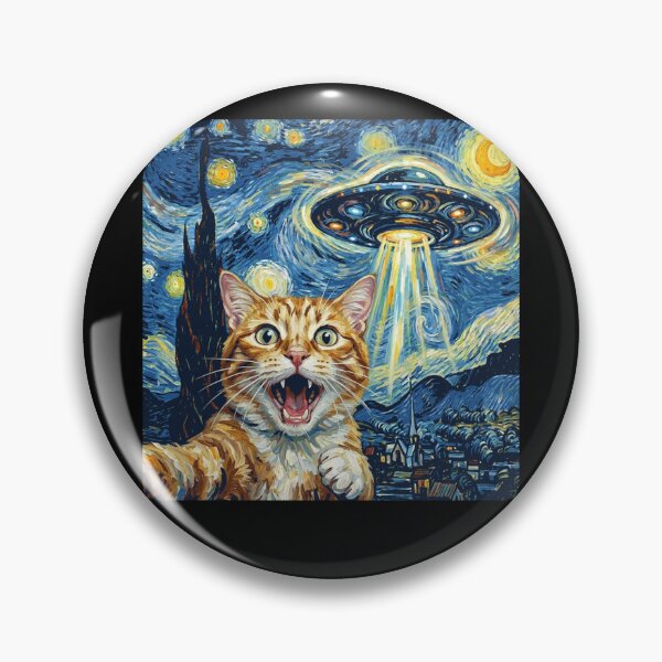 Item preview, Cat Starry Night UFO Van Gogh Art Animal Selfie Lover designed and sold by Kimberley King Art King Art.