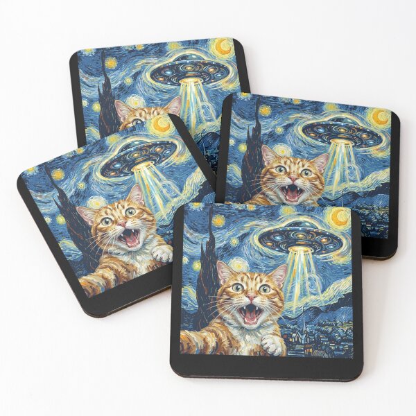 Item preview, Cat Starry Night UFO Van Gogh Art Animal Selfie Lover designed and sold by Kimberley King Art  King Art.