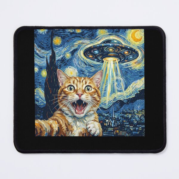 Item preview, Cat Starry Night UFO Van Gogh Art Animal Selfie Lover designed and sold by Kimberley King Art  King Art.