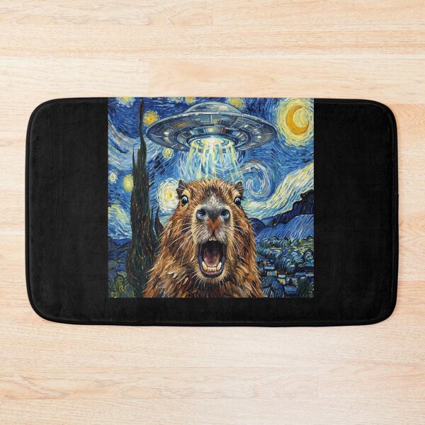 Item preview, Capybara Starry Night UFO Van Gogh Art Animal Selfie Lover designed and sold by Kimberley King Art  King Art.