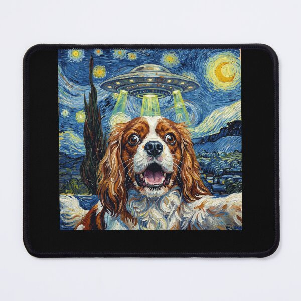 Item preview, Cavalier King Charles Spaniel Starry Night UFO Van Gogh Art Dog Selfie Lover designed and sold by Kimberley King Art  King Art.