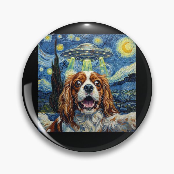 Item preview, Cavalier King Charles Spaniel Starry Night UFO Van Gogh Art Dog Selfie Lover designed and sold by Kimberley King Art King Art.