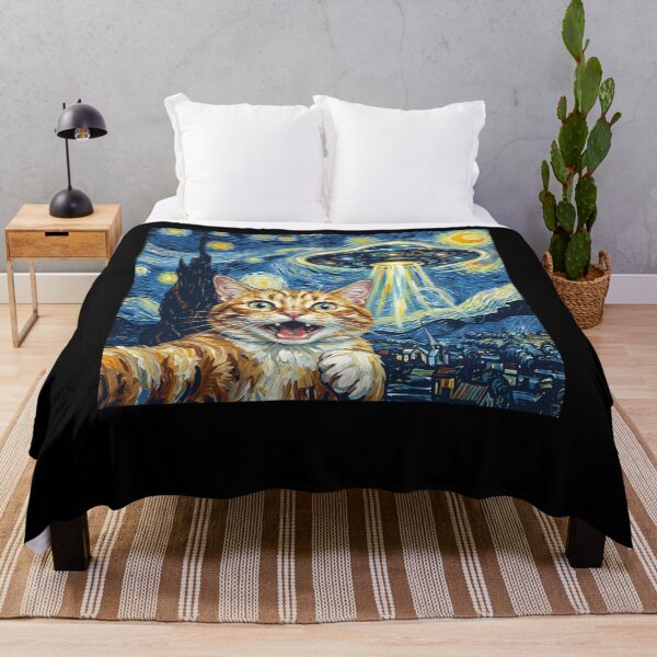 Item preview, Cat Starry Night UFO Van Gogh Art Animal Selfie Lover designed and sold by Kimberley King Art King Art.