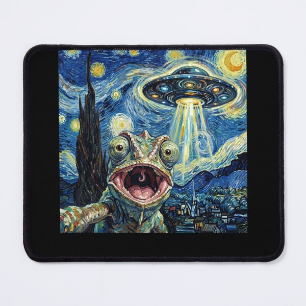 Item preview, Chameleon Starry Night UFO Van Gogh Art Animal Selfie Lover designed and sold by Kimberley King Art  King Art.