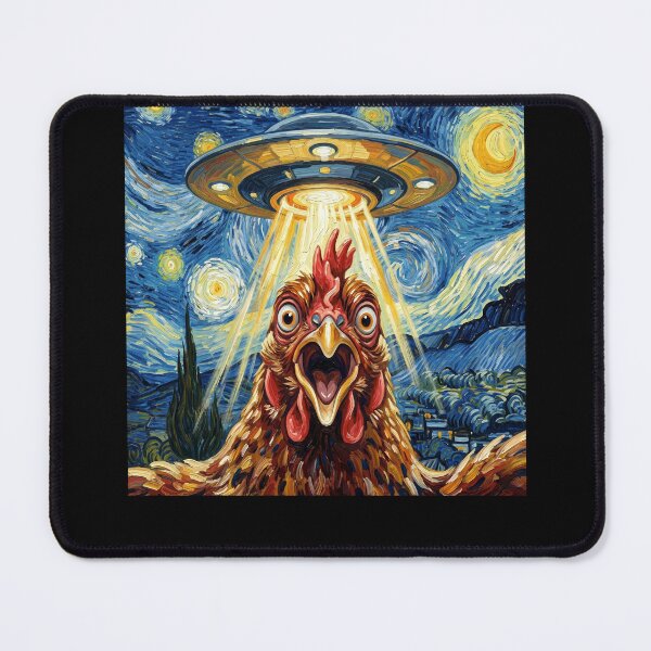 Item preview, Chicken Starry Night UFO Van Gogh Art Animal Selfie Lover designed and sold by Kimberley King Art King Art.