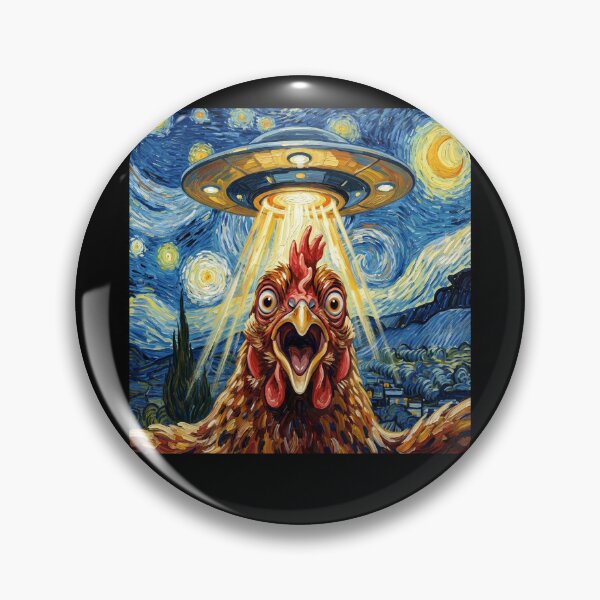 Item preview, Chicken Starry Night UFO Van Gogh Art Animal Selfie Lover designed and sold by Kimberley King Art King Art.