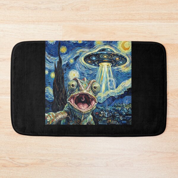 Item preview, Chameleon Starry Night UFO Van Gogh Art Animal Selfie Lover designed and sold by Kimberley King Art  King Art.