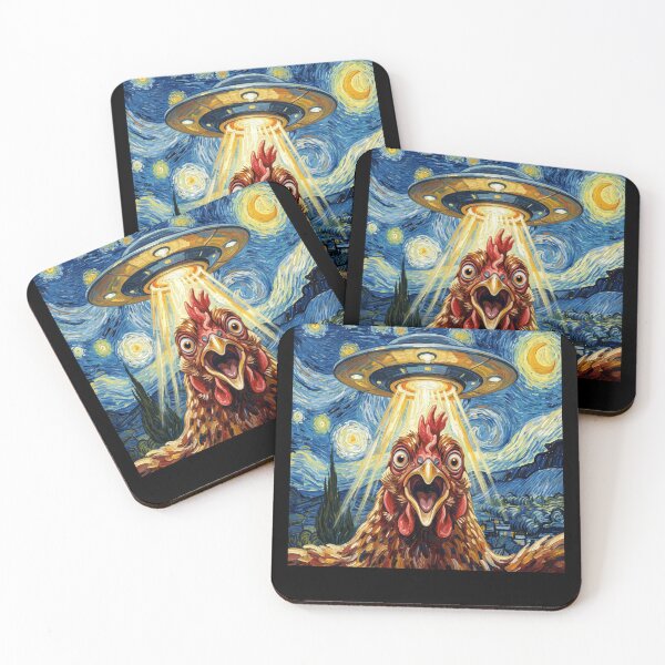 Item preview, Chicken Starry Night UFO Van Gogh Art Animal Selfie Lover designed and sold by Kimberley King Art  King Art.