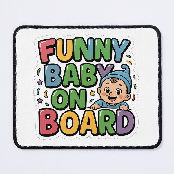 Item preview, Colorful Funny Baby On Board Cute Cartoon Typography designed and sold by Supergrafix07.