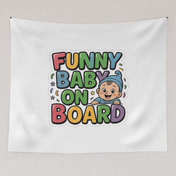 Item preview, Colorful Funny Baby On Board Cute Cartoon Typography designed and sold by Supergrafix07.