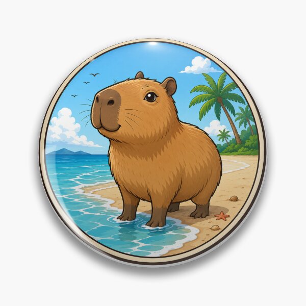 Item preview, Beach Capybara | Cute Cartoon Capybara by the Ocean | Tropical Summer Animal Design designed and sold by AstraDrip Studio.