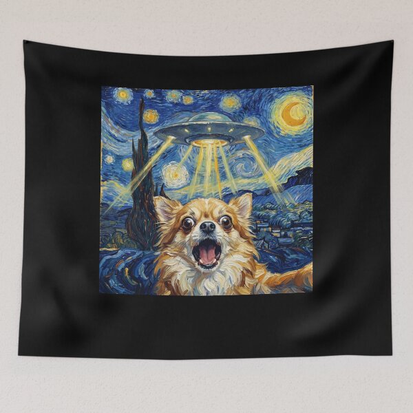 Item preview, Chihuahua Starry Night UFO Van Gogh Art Dog Selfie Lover designed and sold by Kimberley King Art  King Art.