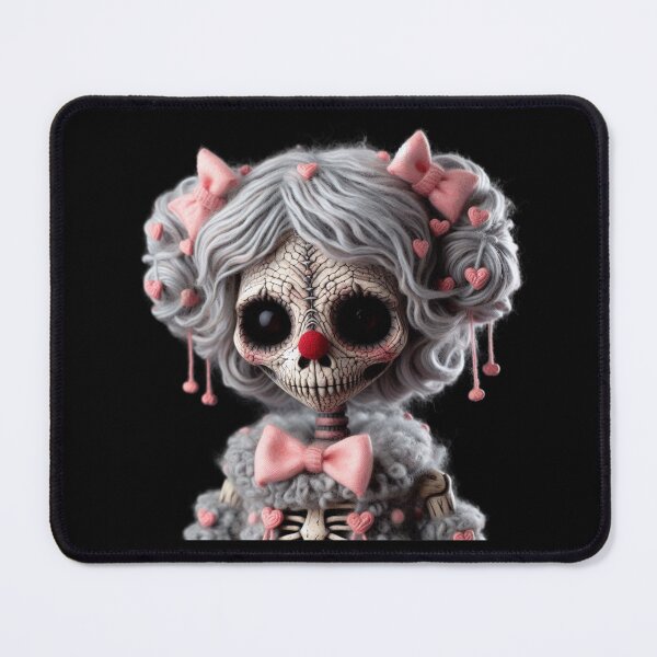 Item preview, Pastel Goth Yarn Skeleton Clown Doll with Pink Bows designed and sold by LujziWorld.