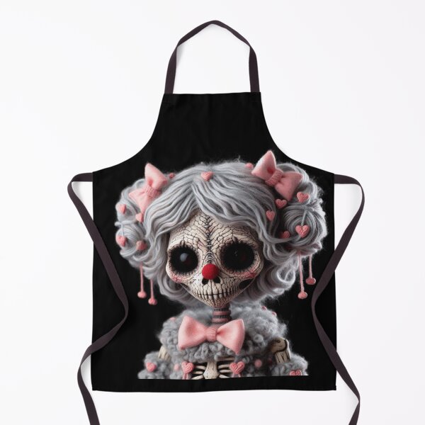 Item preview, Pastel Goth Yarn Skeleton Clown Doll with Pink Bows designed and sold by LujziWorld.