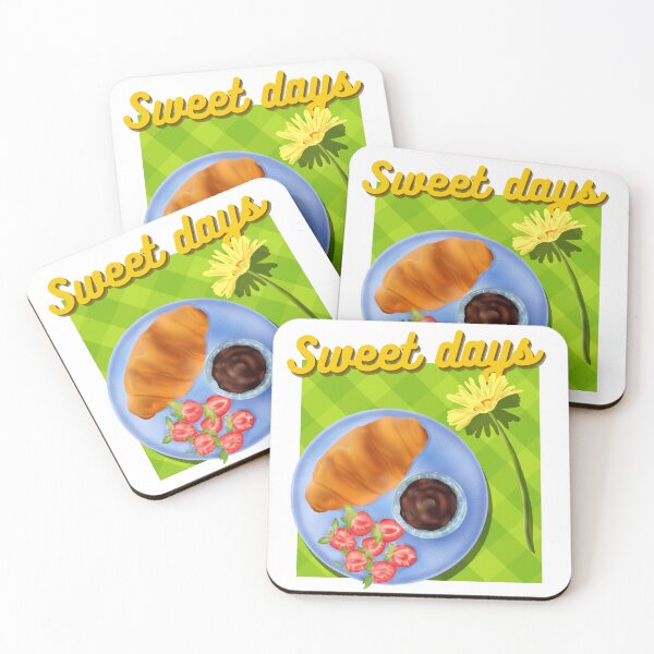 Item preview, Sweet Days: Croissant & Strawberry Picnic designed and sold by Crystalsdrawing.