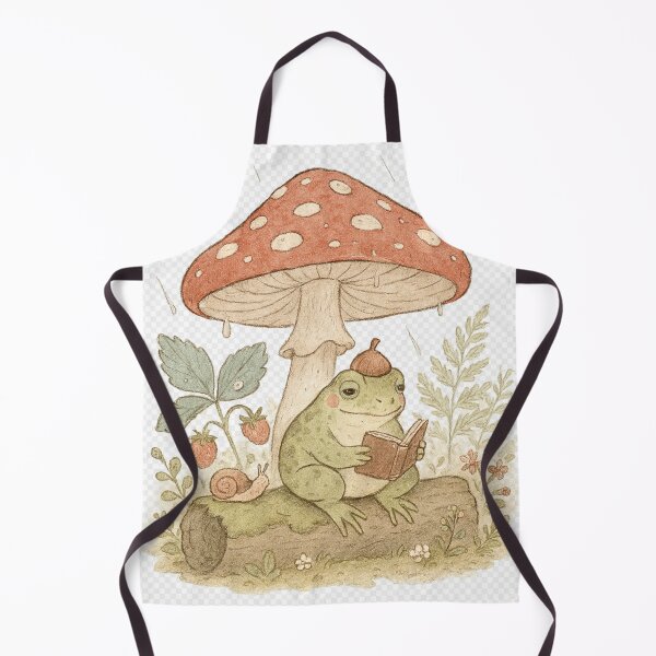 Item preview, Whimsical Frog Reading Book Mushroom Rain designed and sold by NoNameDrops.