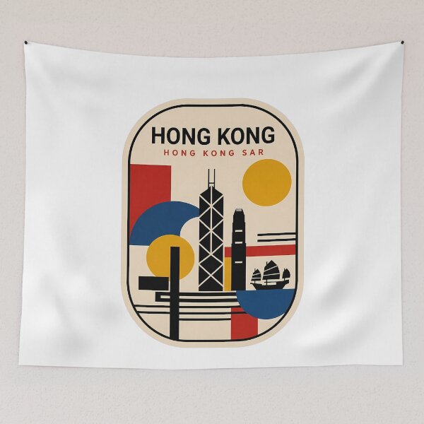 Item preview, Retro Hong Kong Skyline Minimalist Geometric Cityscape designed and sold by k3rstman1.