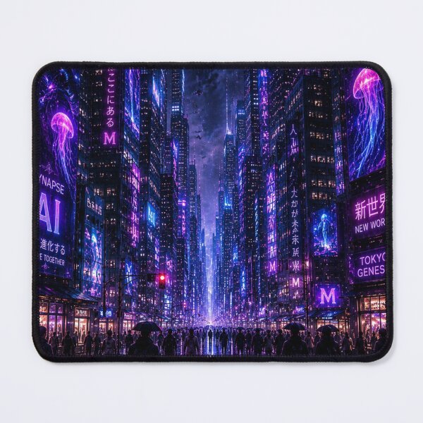Item preview, Cyberpunk City with Bioluminescent Jellyfish designed and sold by bbbpetr100.