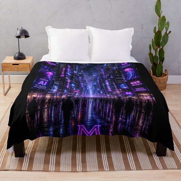 Item preview, Cyberpunk City with Bioluminescent Jellyfish designed and sold by bbbpetr100.