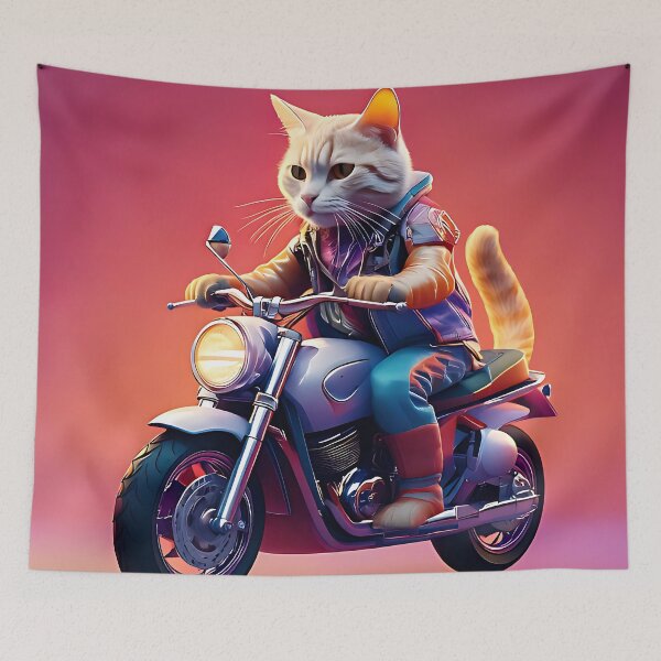 Item preview, Cool Biker Cat Riding A Motorcycle designed and sold by ToxicInkArt.